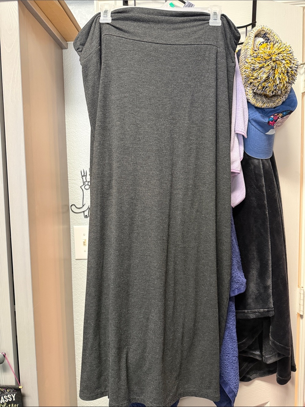Faded Glory Charcoal Gray Midi Skirt XL